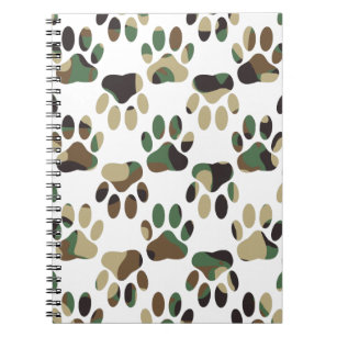Camouflage Muster Dog Paw Print Notizblock