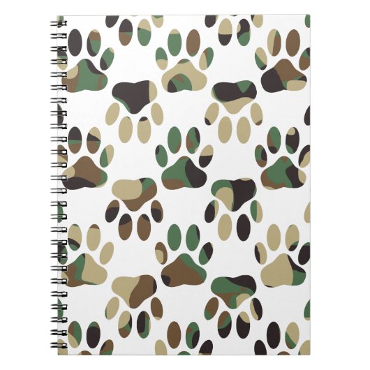 Camouflage Muster Dog Paw Print Notizblock (Vorderseite)
