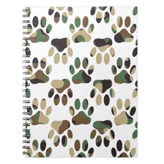 Camouflage Muster Dog Paw Print Notizblock (Vorderseite)