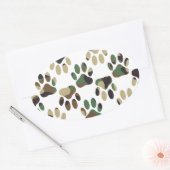 Camouflage Muster Dog Paw Print Ovaler Aufkleber (Umschlag)