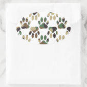 Camouflage Muster Dog Paw Print Ovaler Aufkleber (Tasche)