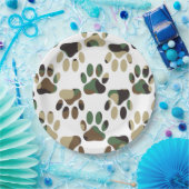 Camouflage Muster Dog Paw Print Pappteller (Party)