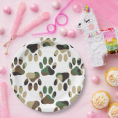 Camouflage Muster Dog Paw Print Pappteller (Party)