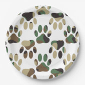 Camouflage Muster Dog Paw Print Pappteller (Vorderseite)
