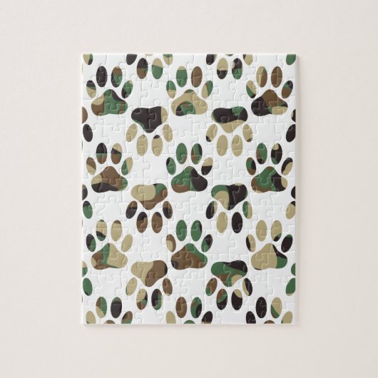 Camouflage Muster Dog Paw Print Puzzle (Vertikal)