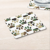 Camouflage Muster Dog Paw Print Rechteckiger Pappuntersetzer (angewinkelt)
