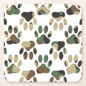 Camouflage Muster Dog Paw Print Rechteckiger Pappuntersetzer (Vorderseite)
