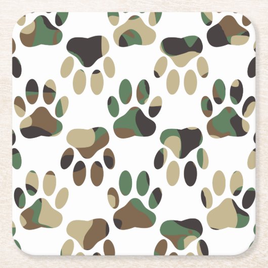 Camouflage Muster Dog Paw Print Rechteckiger Pappuntersetzer (Vorderseite)
