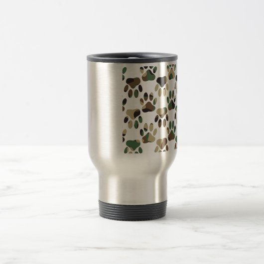 Camouflage Muster Dog Paw Print Reisebecher (Mittel)