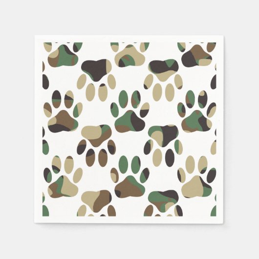 Camouflage Muster Dog Paw Print Serviette (Vorderseite)