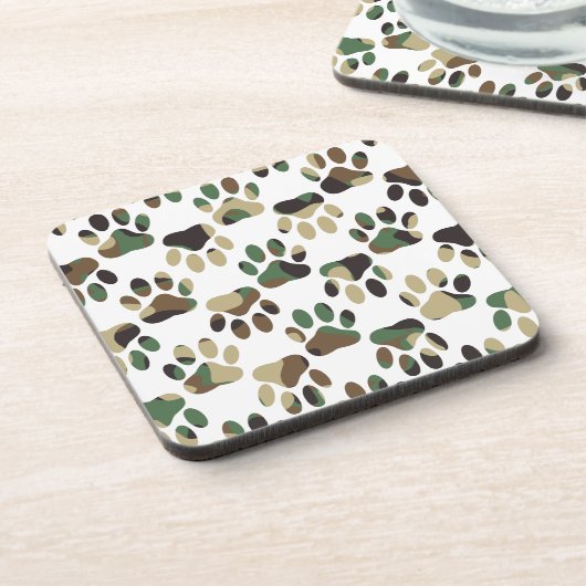 Camouflage Muster Dog Paw Print Untersetzer (Linke Seite)