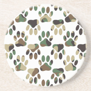Camouflage Muster Dog Paw Print Untersetzer