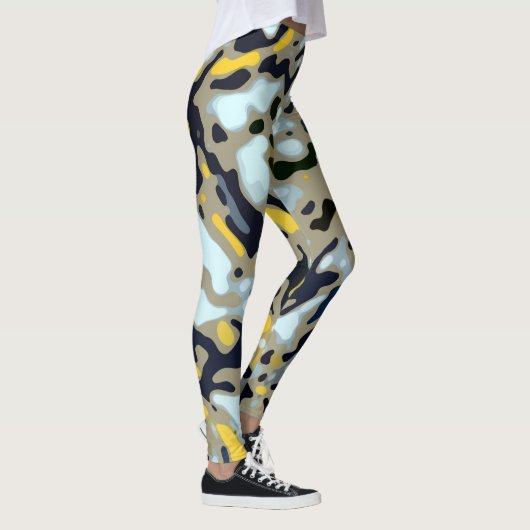 Camouflage-Muster - Gelb-Weiß-Schwarz Leggings (Rechts)