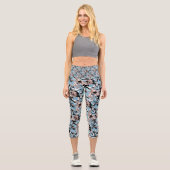 Camouflage Muster - Graues, blaues Schwarz Capri Leggings (Vorderseite)
