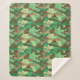 Camouflage Muster, grün, braun und tan Sherpadecke
