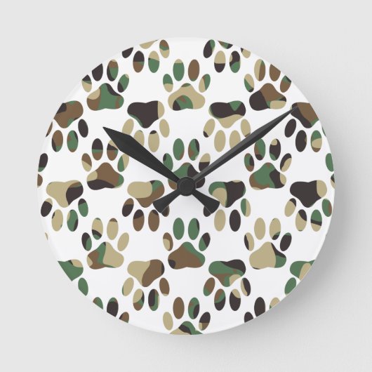 Camouflage Muster Hundepflaster drucken Runde Wanduhr (Vorderseite)