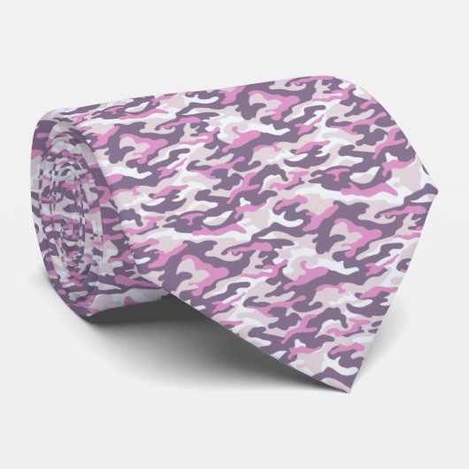 Camouflage Muster in Grau und Rosa Krawatte (Gerollt)