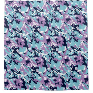 Camouflage Muster - Lila blaues Navy Duschvorhang