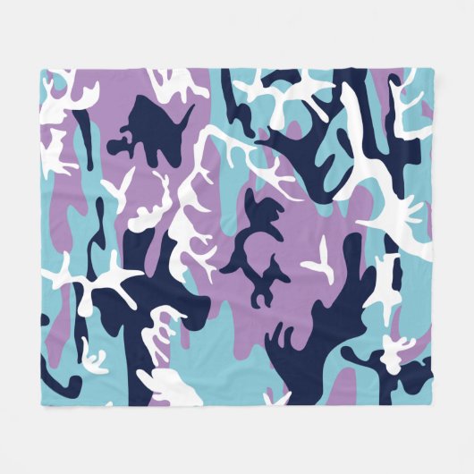 Camouflage Muster - Lila blaues Navy Fleecedecke (Vorderseite (Horizontal))