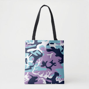Camouflage Muster - Lila blaues Navy Tasche