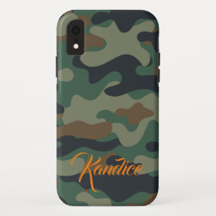 Camouflage Muster mit Orange Monogramm Case-Mate iPhone Hülle