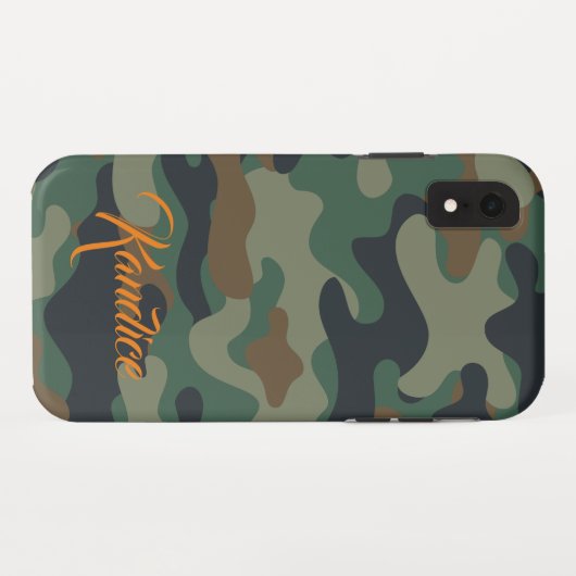 Camouflage Muster mit Orange Monogramm Case-Mate iPhone Hülle (Rückseite (Horizontal))