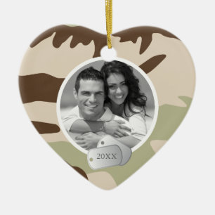 Camouflage-Muster und Hundeplakette-Foto Keramikornament