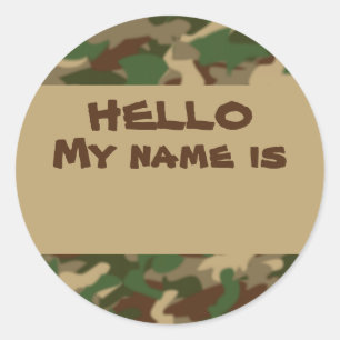 Camouflage Nametag Stickers Hallo mein Name ist