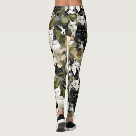 Camouflage Niedlich Katzen Leggings (Rückseite)