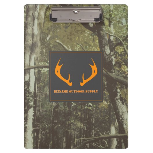 Camouflage Orange Deer Antlers Outdoor Business Klemmbrett (Vorderseite)