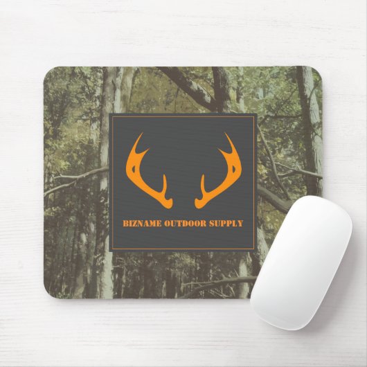 Camouflage Orange Deer Antlers Outdoor Business Mousepad (Mit Mouse)