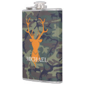 Camouflage Orange Deer Buck Jagd | Monogramm Flachmann (Links)