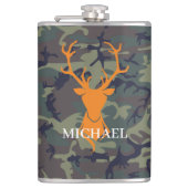 Camouflage Orange Deer Buck Jagd | Monogramm Flachmann (Vorderseite)