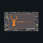 Camouflage Orange Deer Logo Außenwerbung Visitenkarte<br><div class="desc">Mit Orangenhirschkopf und Geweih mit Tarnkappenhintergrund. Modernes Design kombiniert mit gemischten Schriften hebt diese Visitenkarte von der Masse ab. Fügen Sie Ihre vollständigen Kontaktdaten auf der Rückseite ein. Eine einzigartige und ausgeklügelte Wahl für Jagd-, Handels-, Forst- oder Outdoor-Abenteuertouren und vieles mehr. Fügen Sie diesem Design Ihre benutzerdefinierte Formulierung hinzu, indem...</div>