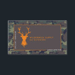 Camouflage Orange Deer Logo Außenwerbung Visitenkarte<br><div class="desc">Mit Orangenhirschkopf und Geweih mit Tarnkappenhintergrund. Modernes Design kombiniert mit gemischten Schriften hebt diese Visitenkarte von der Masse ab. Fügen Sie Ihre vollständigen Kontaktdaten auf der Rückseite ein. Eine einzigartige und ausgeklügelte Wahl für Jagd-, Handels-, Forst- oder Outdoor-Abenteuertouren und vieles mehr. Fügen Sie diesem Design Ihre benutzerdefinierte Formulierung hinzu, indem...</div>