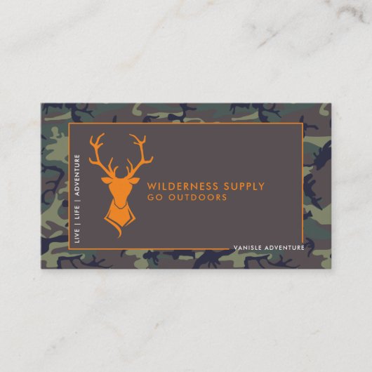 Camouflage Orange Deer Logo Außenwerbung Visitenkarte (Vorderseite)