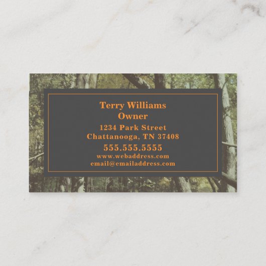 Camouflage + Orange Outdoor Retail Visitenkarte (Rückseite)