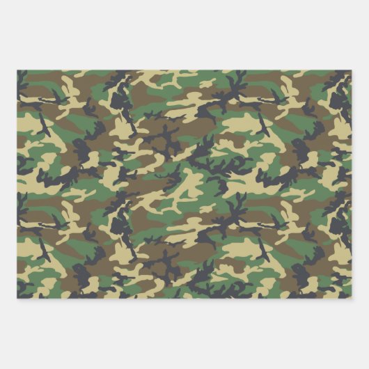 Camouflage Packpapier, Woodland Camouflage Geschenkpapier Set (Vorderseite)
