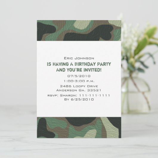 Camouflage-Party Einladungen (Stehend Vorderseite)