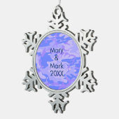 Camouflage Pastel Abstraktes Muster Schneeflocken Zinn-Ornament (Rechts)