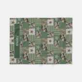 Camouflage Patchwork Khaki Green Fleecedecke (Vorderseite (Horizontal))