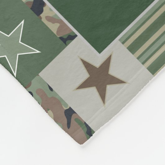 Camouflage Patchwork Khaki Green Fleecedecke (Ecke)