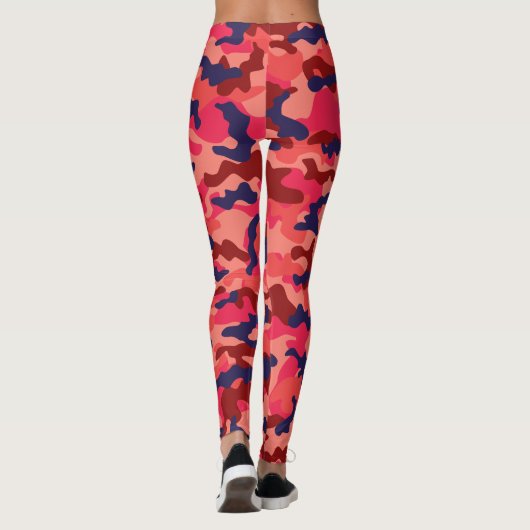 Camouflage Pattern - Blaue Koralle mit Blocktext Leggings (Rückseite)