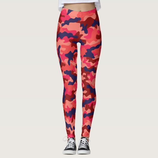 Camouflage Pattern - Blaue Koralle mit Blocktext Leggings (Vorderseite)
