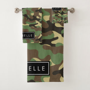 Camouflage Pattern, militärisches Muster, Ihr Name Badhandtuch Set