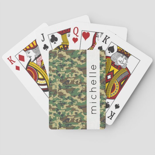 Camouflage Pattern, militärisches Muster, Ihr Name Spielkarten (Rückseite)