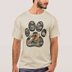 Camouflage Paw Print Coquette Bow Dog Lover T-Shirt