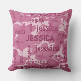 Camouflage Personalisierter Kurzer Name Rosa Kissen