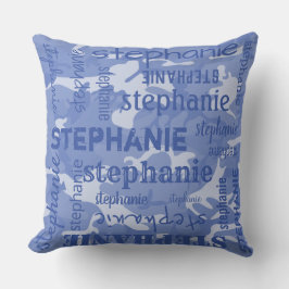 Camouflage Personalisierter Name Blau Kissen