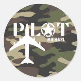 Camouflage Pilot Typografie, personalisiert Runder Aufkleber